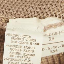 Pre Owned Brunello Cucinelli Beige Lurex Rib Knit Top XS 