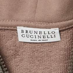 Pre Owned Brunello Cucinelli Mauve Pink Cotton Monili Detail Hoodie M