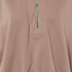 Pre Owned Brunello Cucinelli Mauve Pink Cotton Monili Detail Hoodie M