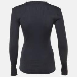 Pre Owned Brunello Cucinelli Grey Knit Monili Sleeve Detail Top S