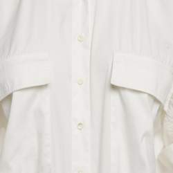 Pre Owned Brunello Cucinelli White Cotton Blend Embellished Trim Short Sleeve Shirt S 