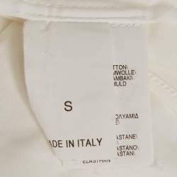 Pre Owned Brunello Cucinelli White Cotton Blend Embellished Trim Short Sleeve Shirt S 