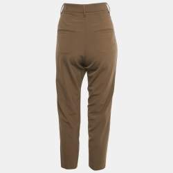 Pre Owned Brunello Cucinelli Brown Velvet Trim Wool Trousers S