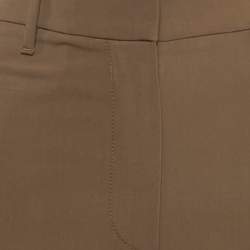 Pre Owned Brunello Cucinelli Brown Velvet Trim Wool Trousers S