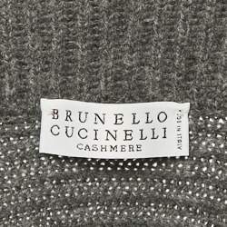 Pre Owned Brunello Cucinelli Grey Rib Knit Belted Jacket S