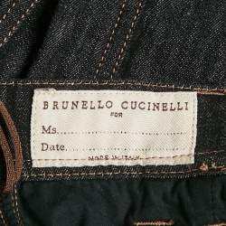 Pre Owned Brunello Cucinelli Black Denim Straight Leg Jeans M/Waist 32"