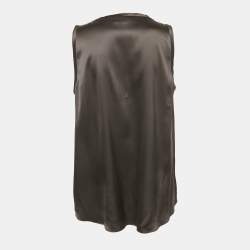 Pre Owned Brunello Cucinelli Black Silk Satin Tank Top XXXL