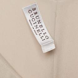 Pre Owned Brunello Cucinelli Beige Embellished Trim Silk Maxi Dress M