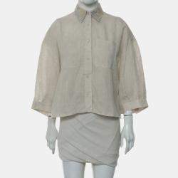 Pre Owned Brunello Cucinelli Linen Shirt With Dazzling Magnolia Collar