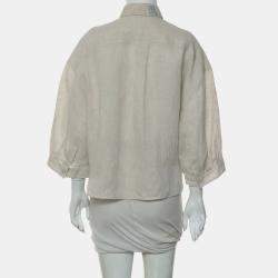 Pre Owned Brunello Cucinelli Linen Shirt With Dazzling Magnolia Collar