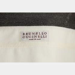 Pre Owned Brunello Cucinelli Off White Monili-Collar Long Sleeve Shirt