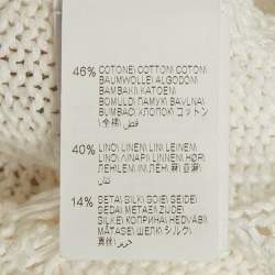 Pre Owned بلوفر برونيلو كوتشينيللي أبيض مجدل تفاصيل مونيلي محاكة كابل رقبة V مقاس كبير