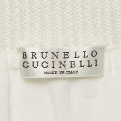 مملوكة مسبقًا تنورة ميدي برونيلو كوتشينيللي حياكة كابل أبيض برباط خصر مقاس كبير جدًا