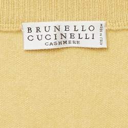 Pre Owned ستر من الصوف بلون أصفر مع تفاصيل مونلي برونيلو كوتشينيلي مقاس متوسط