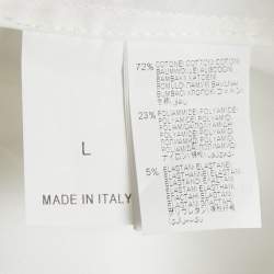 مملوكة مسبقًا Brunello Cucinelli White Embellished Trim Cotton Blend Shirt L