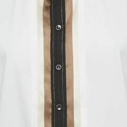 مملوكة مسبقًا Brunello Cucinelli White Embellished Trim Cotton Blend Shirt L