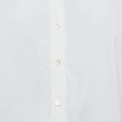 مملوكة مسبقًا Brunello Cucinelli White Collar Embellished Trim Cotton Blend Shirt M