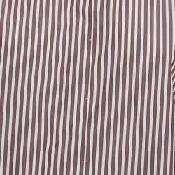 Pre Owned قميص برونيللو كوتشينيللي قطن مخطط مزين بورجوندي مقاس كبير