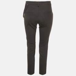 Pre Owned بنطلون برونيللو كوتشينيللي صوف رمادي مزين تقليم مزيج مقاس صغير - سمول