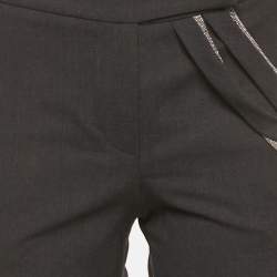 Pre Owned بنطلون برونيللو كوتشينيللي صوف رمادي مزين تقليم مزيج مقاس صغير - سمول