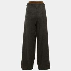 مملوكة مسبقًا Brunello Cucinelli Grey Cotton Mohair Waist Band Wide Leg Pants L