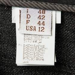 مملوكة مسبقًا Brunello Cucinelli Grey Cotton Mohair Waist Band Wide Leg Pants L