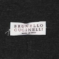 مملوكة مسبقًا Brunello Cucinelli Grey Cotton Mohair Waist Band Wide Leg Pants L