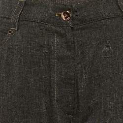 مملوكة مسبقًا Brunello Cucinelli Grey Cotton Mohair Waist Band Wide Leg Pants L