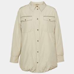 مملوكة مسبقًا Brunello Cucinelli Beige Embellished Trim Synthetic Blend Down Jacket L