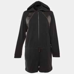 مملوكة مسبقًا Brunello Cucinelli Dark Grey Cotton Knit Hooded Playsuit L