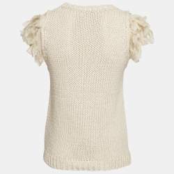 مملوكة مسبقًا توب برونيللو كوتشينيلي كريمي تريكو بلا أكمام مقاس وسط (ميديوم)