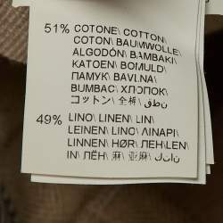 مملوكة مسبقًا بنطلون برونيللو كوتشينيلي مزيج قطن وكتان مقيد بيج مقاس متوسط (ميديم)