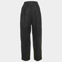 مملوكة مسبقًا Brunello Cucinelli Black Linen Drill Pleated Trousers S