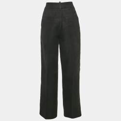 مملوكة مسبقًا Brunello Cucinelli Black Linen Drill Pleated Trousers S