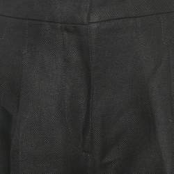 مملوكة مسبقًا Brunello Cucinelli Black Linen Drill Pleated Trousers S