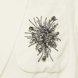 Pre Owned بليزر برونيلو كوتشينيللي مزين خليط صوف كريمي مقاس كبير (لارج)