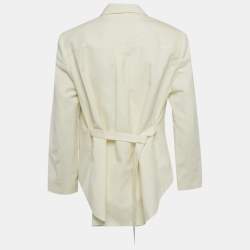 Pre Owned بليزر برونيلو كوتشينيللي مزين خليط صوف كريمي مقاس كبير (لارج)