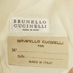 Pre Owned بليزر برونيلو كوتشينيللي مزين خليط صوف كريمي مقاس كبير (لارج)