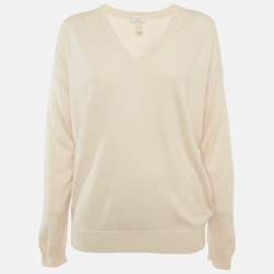 Pre Owned Brunello Cucinelli Beige Cashmere V-Neck Sweater M