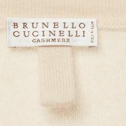 مملوكة مسبقًا Brunello Cucinelli Beige Cashmere V-Neck Sweater M