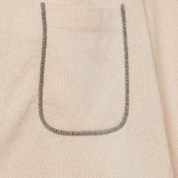 Pre Owned Brunello Cucinelli Pink Cashmere Monili Pocket Cardigan L