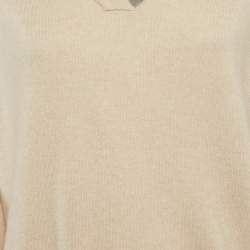 مملوكة مسبقًا Brunello Cucinelli Beige Cashmere Monili V-Neck Sweater M