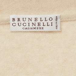 مملوكة مسبقًا Brunello Cucinelli Beige Cashmere Monili V-Neck Sweater M