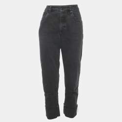 Pre Owned Brunello Cucinelli Dark Grey Denim Monili Cropped Jeans M/Waist 33"
