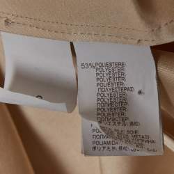 Pre Owned فستان برونيللو كوتشيليني بيج/أبيض ساتان وقماش منفوش ميدي مقاس صغير