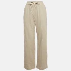 Pre Owned بنطلون برونيلو كوتشينيلي جيرسي بيج بحبل مقاس صغير جدًا