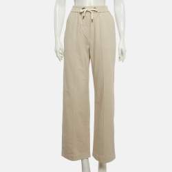 Pre Owned بنطلون برونيلو كوتشينيلي جيرسي بيج بحبل مقاس صغي ر جدًا