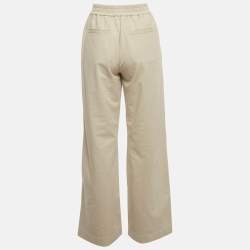 Pre Owned بنطلون برونيلو كوتشينيلي جيرسي بيج بحبل مقاس صغير جدًا