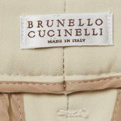 مملوكة مسبقًا Brunello Cucinelli Beige Wool Blend Straight Fit Trousers S