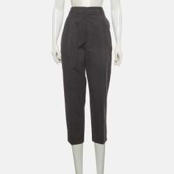 مملوكة مسبقًا Brunello Cucinelli Grey Cotton Blend Straight Fit Trousers M